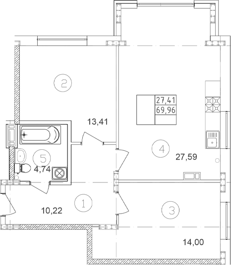Продается 2-комн. квартира, 70.18 м²
