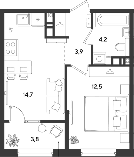 Продается 1-комн. квартира, 35.3 м²