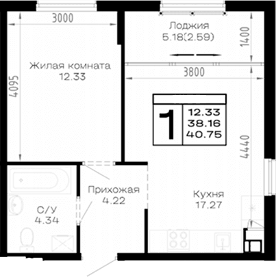 Продается 1-комн. квартира, 38.16 м²