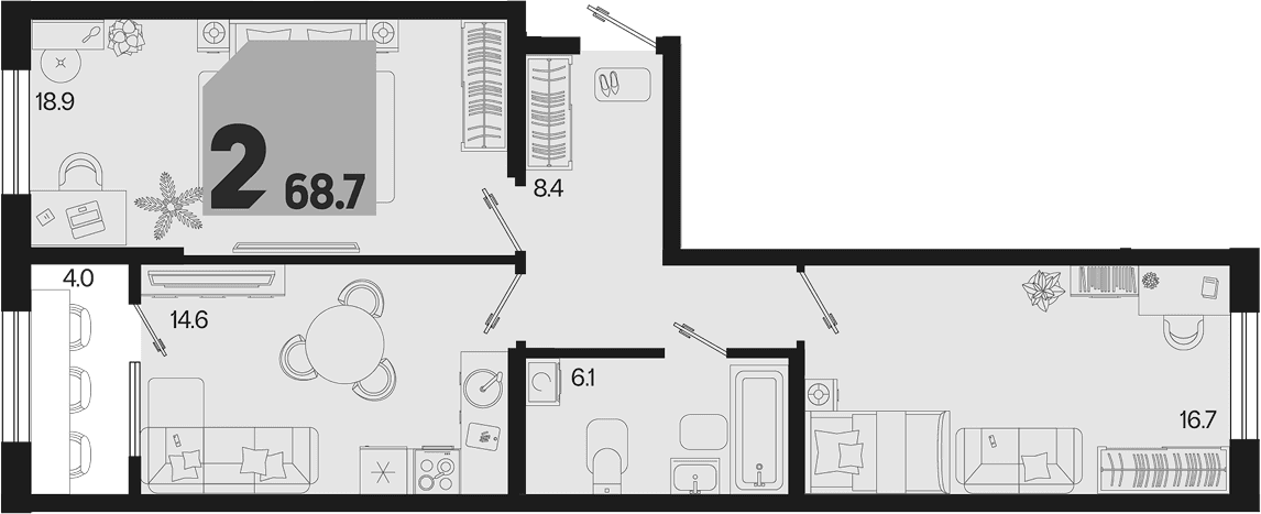 Продается 2-комн. квартира, 64.7 м²