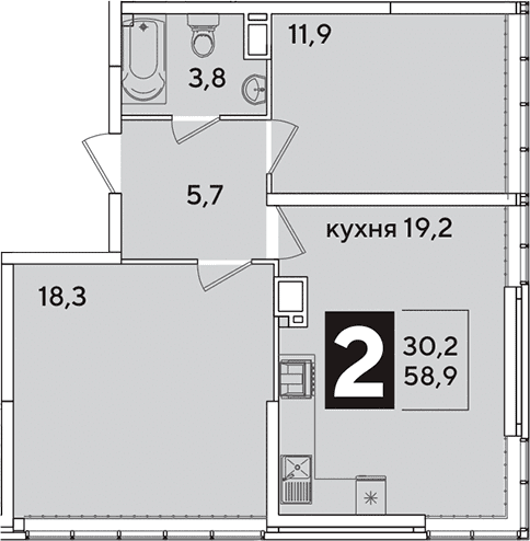 Продается 3-комн. квартира, 58.9 м²