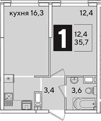 Продается 2-комн. квартира, 35.7 м²
