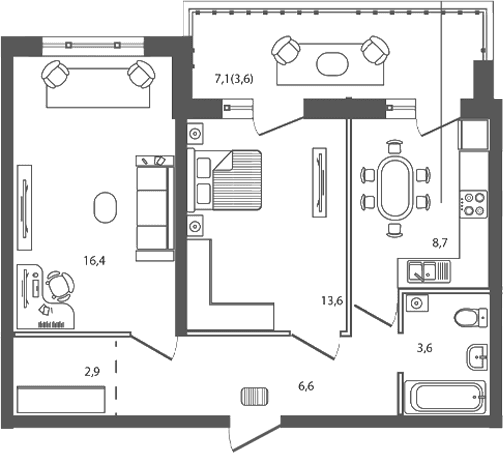 Продается 2-комн. квартира, 53.8 м²