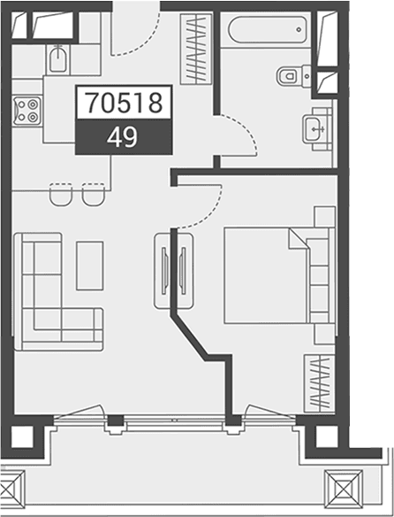 Продается 1-комн. квартира, 49 м²