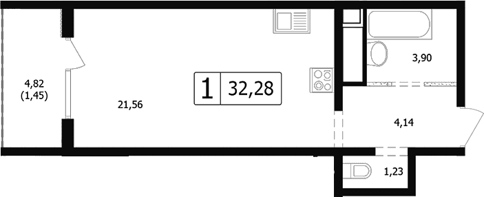 Продается 1-комн. квартира, 29.55 м²