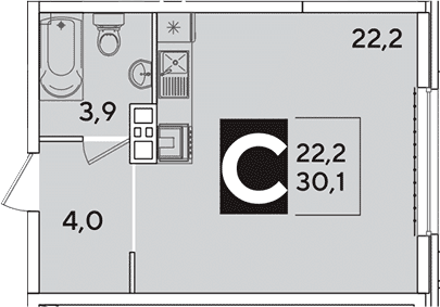 Продается 1-комн. квартира, 30.1 м²