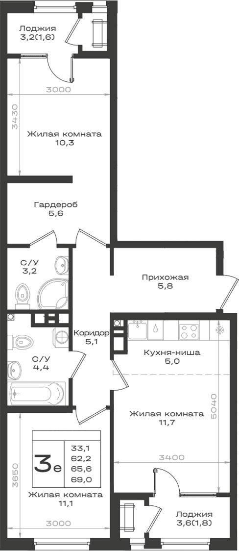 Продается 3-комн. квартира, 62.2 м²