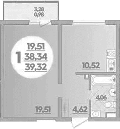 Продается 1-комн. квартира, 38.34 м²