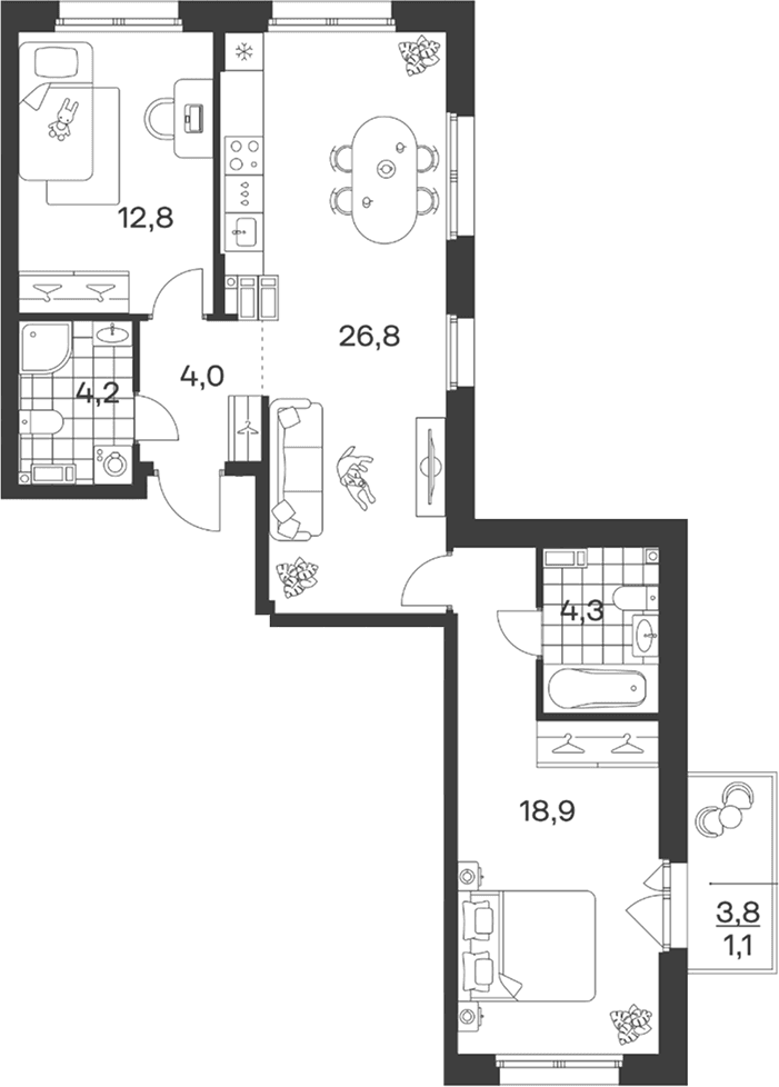 Продается 3-комн. квартира, 71 м²