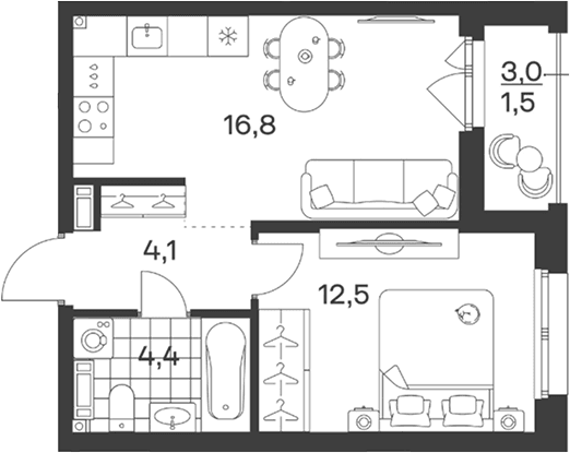 Продается 2-комн. квартира, 37.8 м²