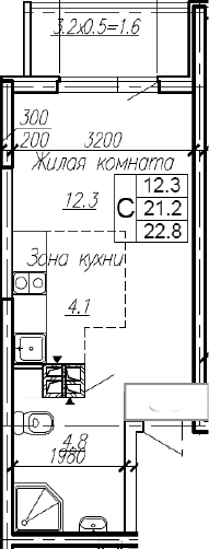 Продается 1-комн. квартира, 21.2 м²