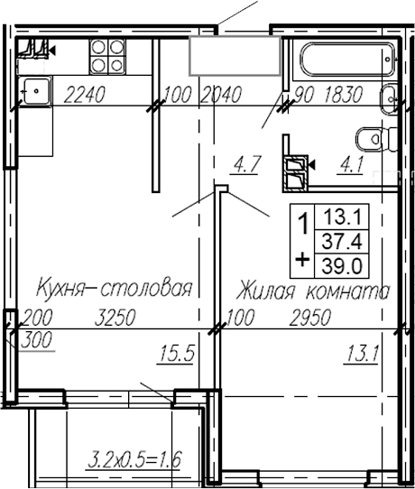 Продается 1-комн. квартира, 37.4 м²