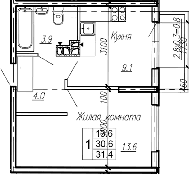 Продается 1-комн. квартира, 30.6 м²