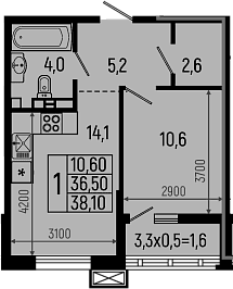 Продается 1-комн. квартира, 36.5 м²