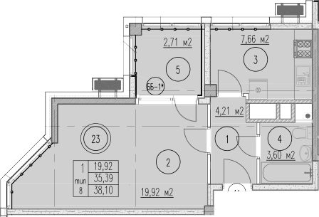 Продается 1-комн. квартира, 35.39 м²