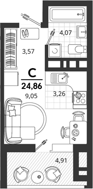 Продается 1-комн. квартира, 19.95 м²