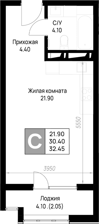 Продается 1-комн. квартира, 30.4 м²