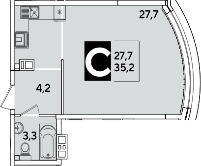 Продается 1-комн. квартира, 35.2 м²