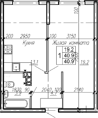 Продается 1-комн. квартира, 40.9 м²