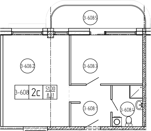 Продается 1-комн. квартира, 51.4 м²