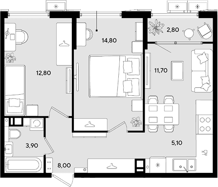 Продается 3-комн. квартира, 56.3 м²