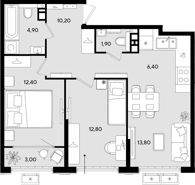 Продается 3-комн. квартира, 62.4 м²