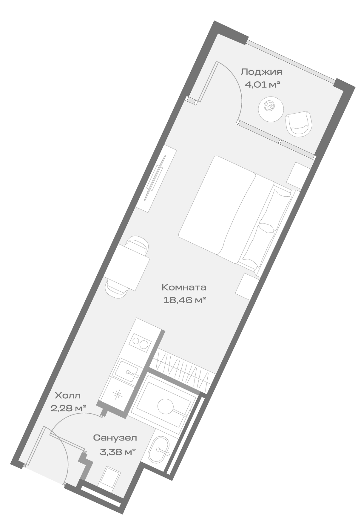 Продается 1-комн. квартира, 24.11 м²