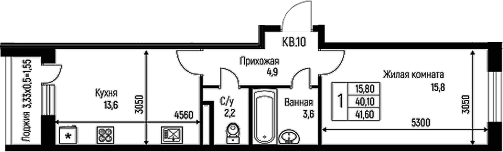 Продается 1-комн. квартира, 40.1 м²