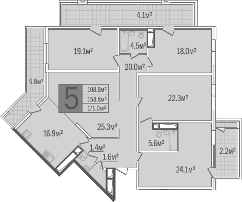 Продается 5-комн. квартира, 164.74 м²