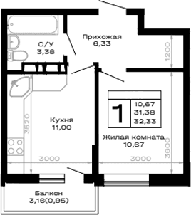 Продается 1-комн. квартира, 31.38 м²