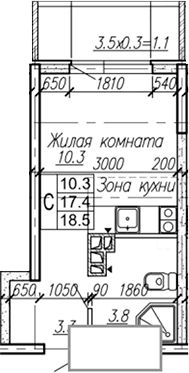 Продается 1-комн. квартира, 17.4 м²