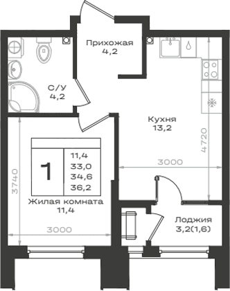 Продается 1-комн. квартира, 33 м²