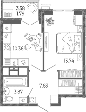 Продается 1-комн. квартира, 35.8 м²