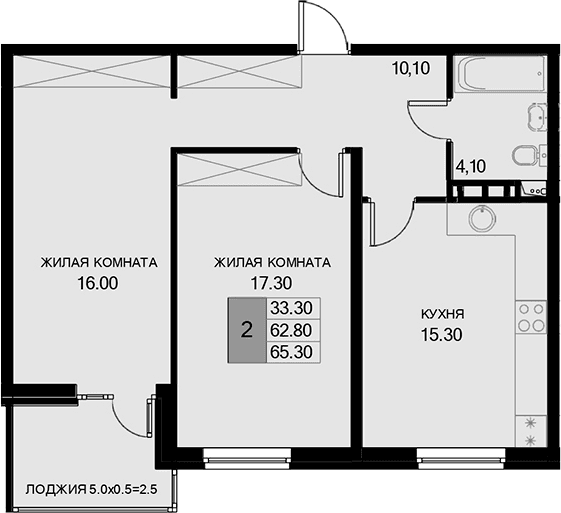 Продается 2-комн. квартира, 62.8 м²