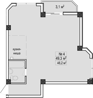 Продается 1-комн. квартира, 49.3 м²
