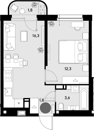 Продается 2-комн. квартира, 34 м²