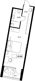 Продается 1-комн. квартира, 25.87 м²