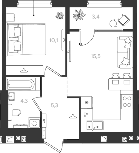 Продается 1-комн. квартира, 35.2 м²