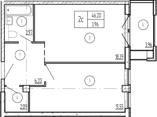 Продается 2-комн. квартира, 46.29 м²