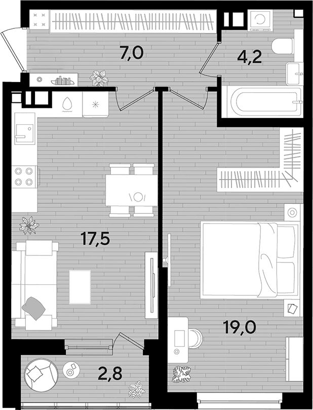 Продается 1-комн. квартира, 47.7 м²