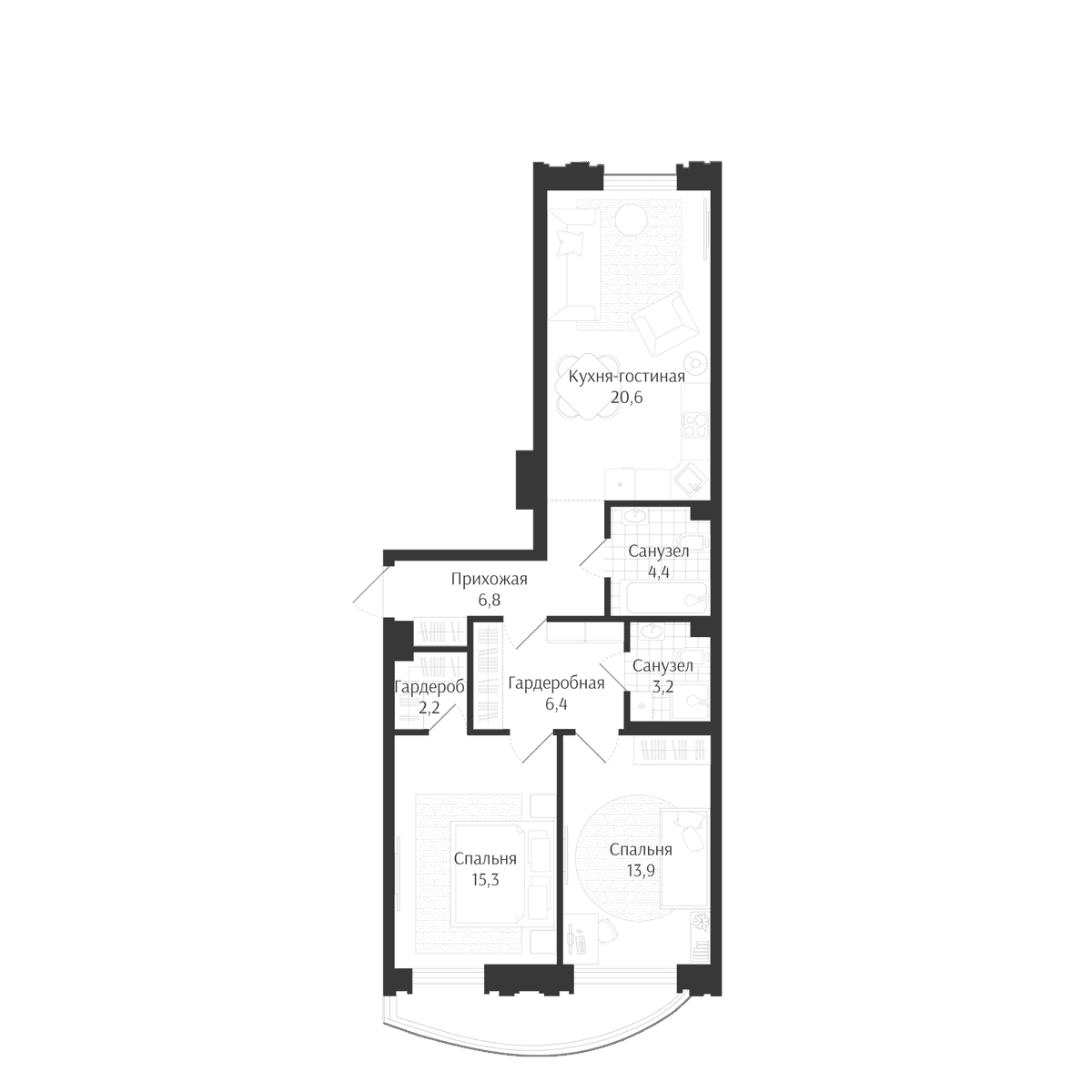 Продается 3-комн. квартира, 72.8 м²