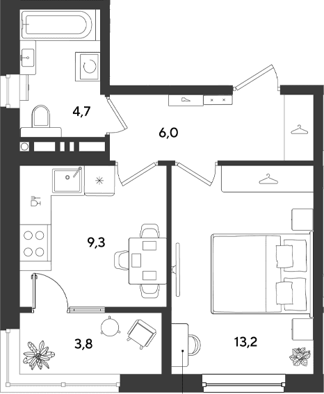 Продается 1-комн. квартира, 33.2 м²