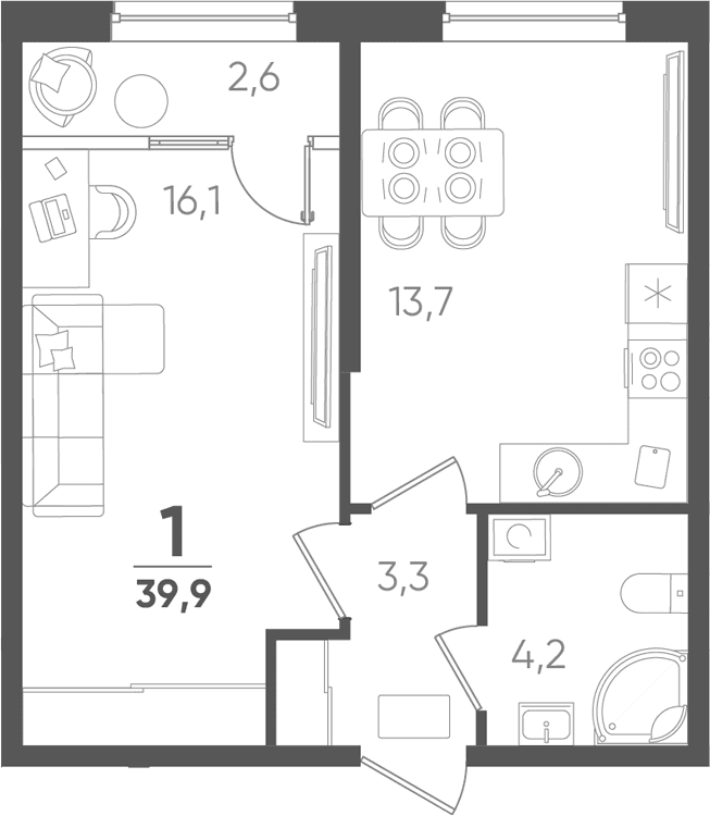 Продается 1-комн. квартира, 37.3 м²