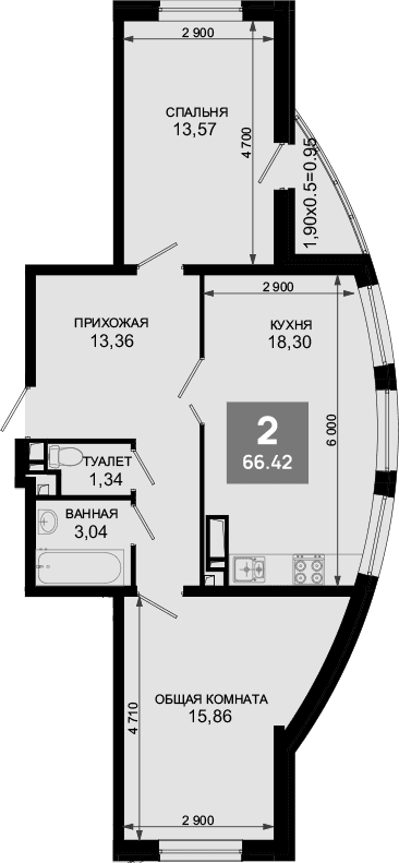 Продается 3-комн. квартира, 65.47 м²