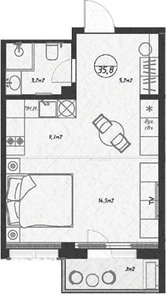 Продается 1-комн. квартира, 34.3 м²