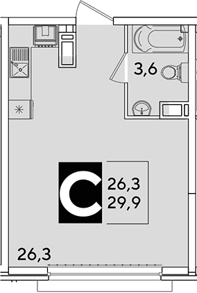 Продается 1-комн. квартира, 29.9 м²