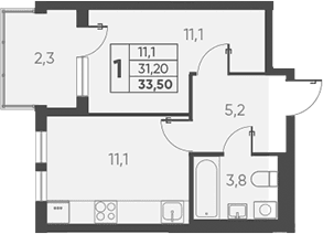 Продается 1-комн. квартира, 31.2 м²