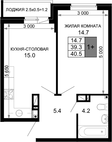 Продается 2-комн. квартира, 39.3 м²