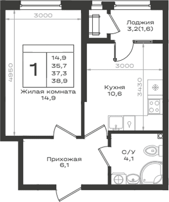 Продается 1-комн. квартира, 35.7 м²