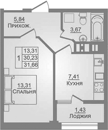 Продается 1-комн. квартира, 30.23 м²